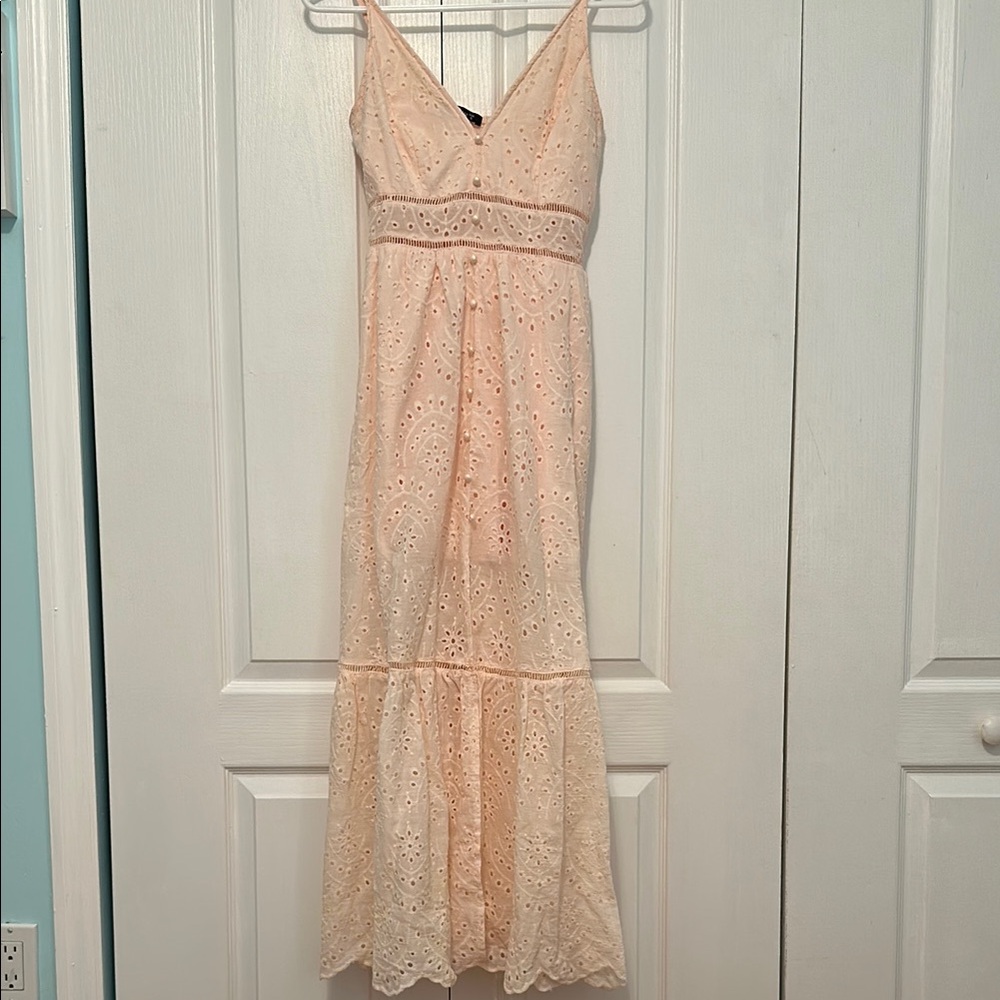 Simplee Apparel Blush Lace Maxi Dress